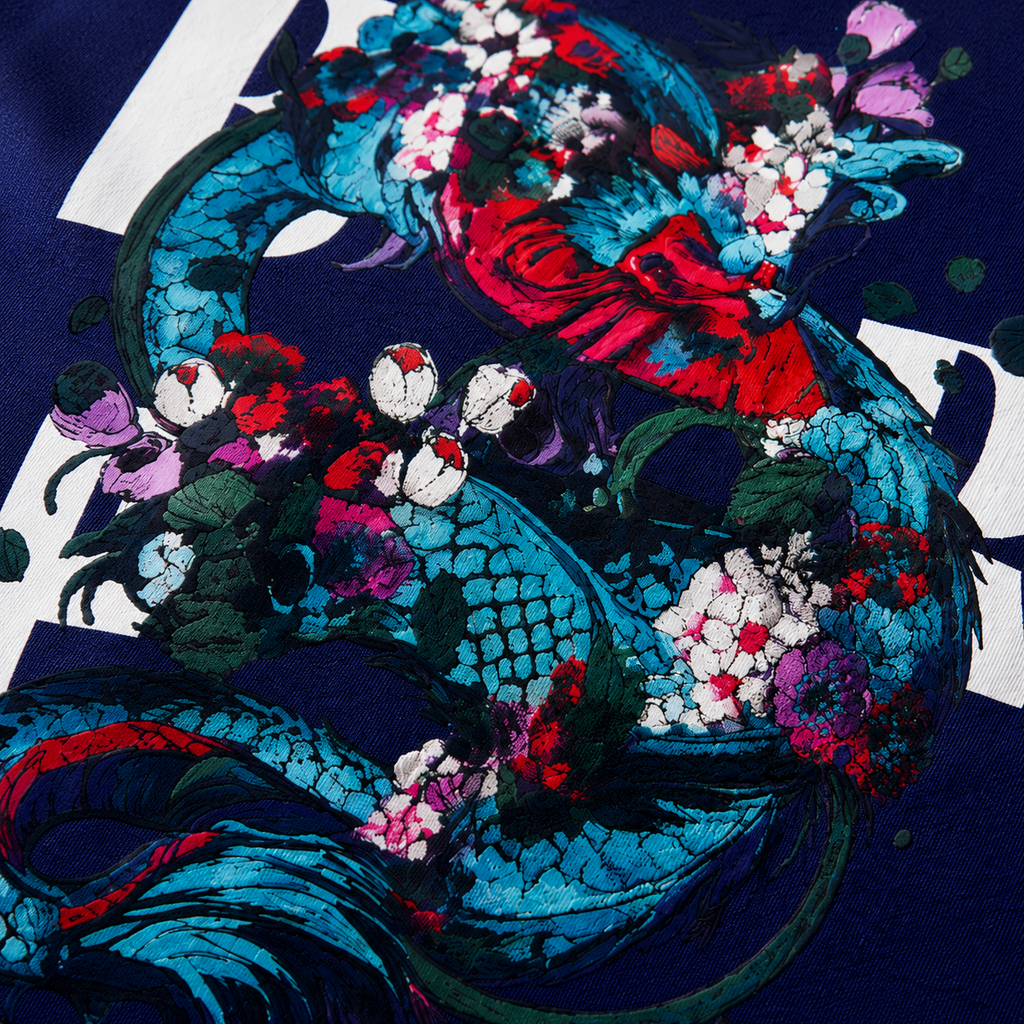 Floral Koi Dragon Oversized Tee